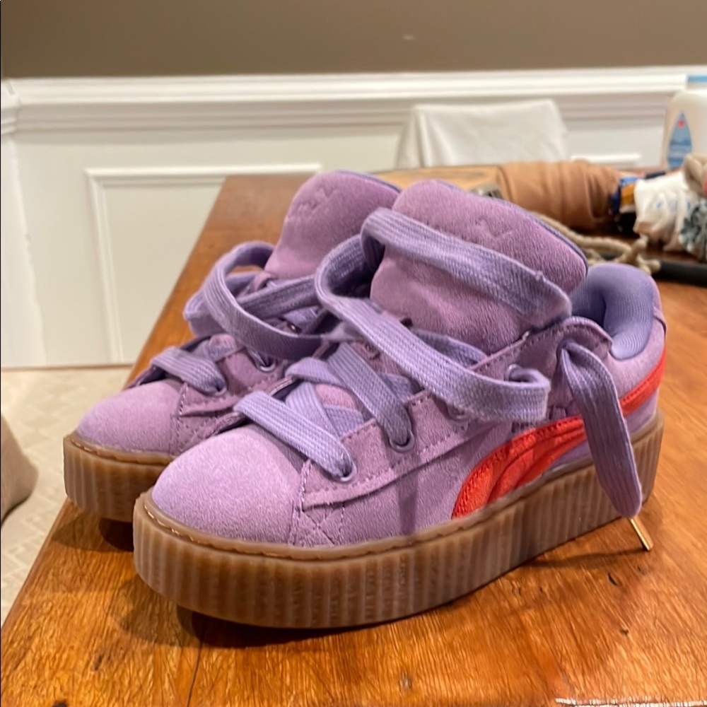 Puma Purple Sneakers with Chunky Soles and High-Top Design